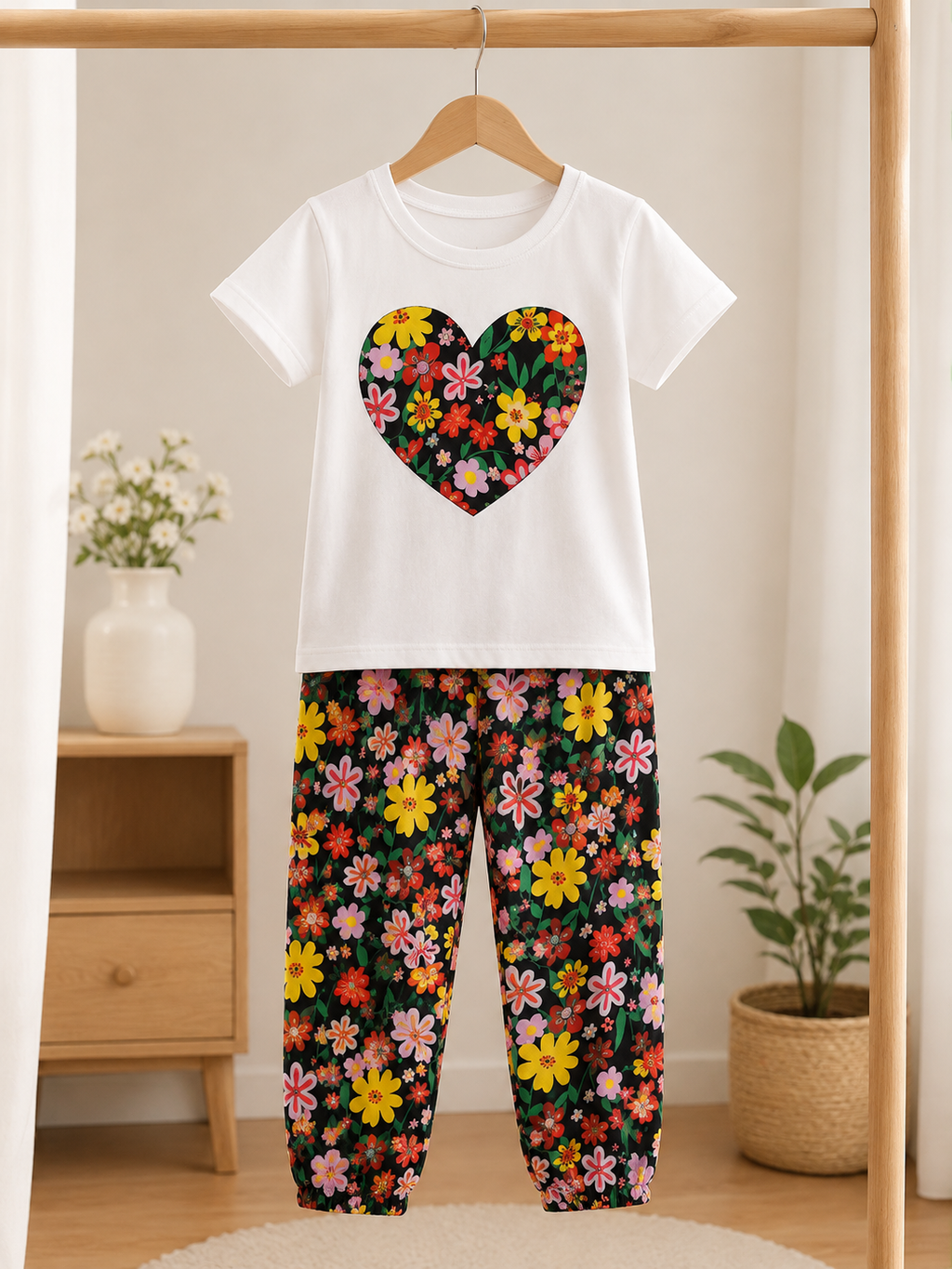Heart Flowers Love Kids Night Suit