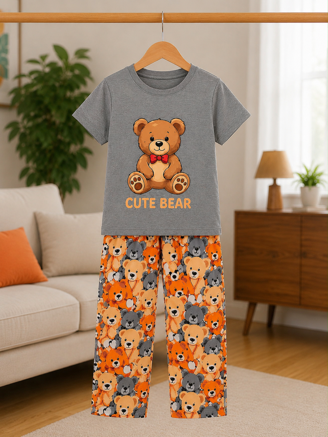Cute Bear Love Kids Night Suit