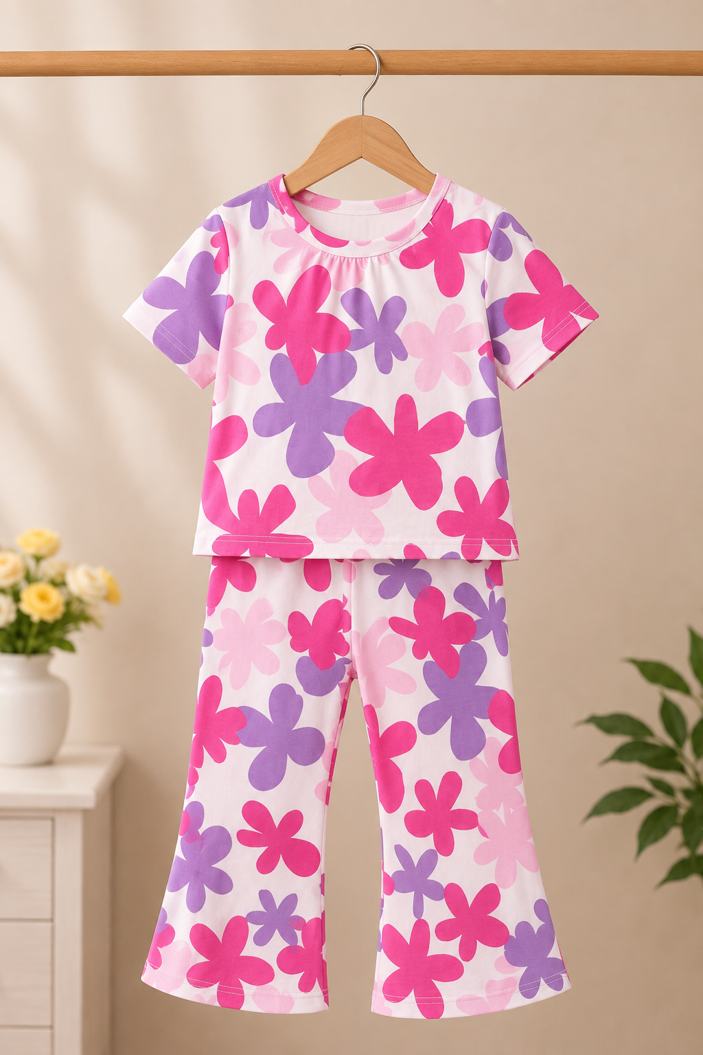 Purple And Pink Love Kids Night Suit
