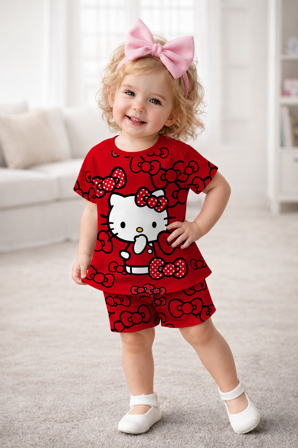 Kitty Bow Kids Night Suit