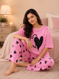 Pink And Black Heart Love Pj Suit