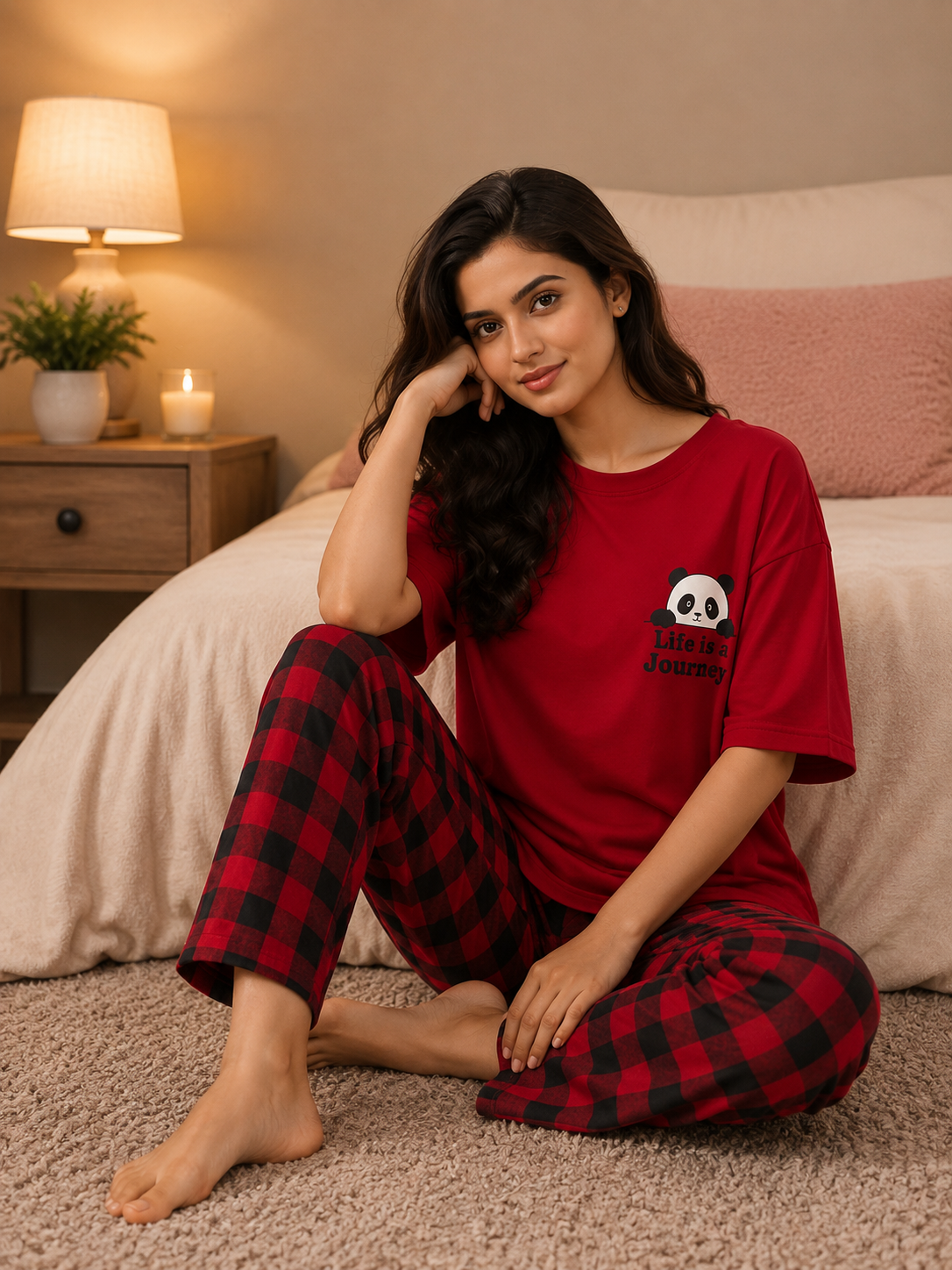 Red Panda Love Soft Cotton Pj Suit