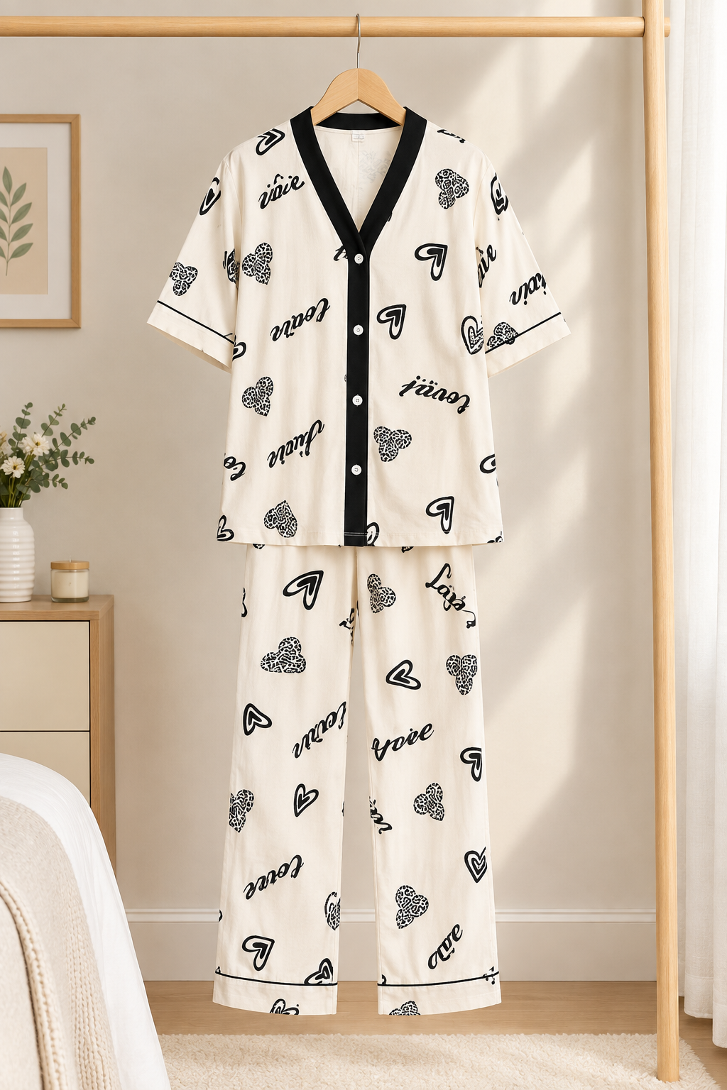 Cozy Love Print Pajama Set