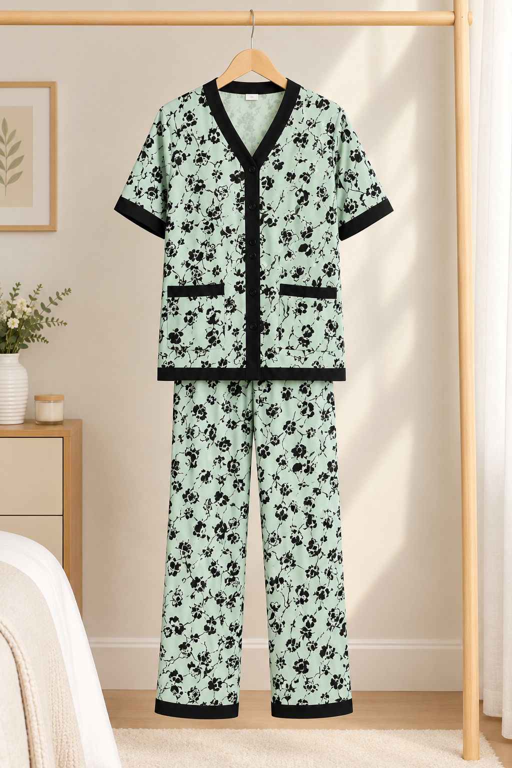 Mint Floral Pajama Set