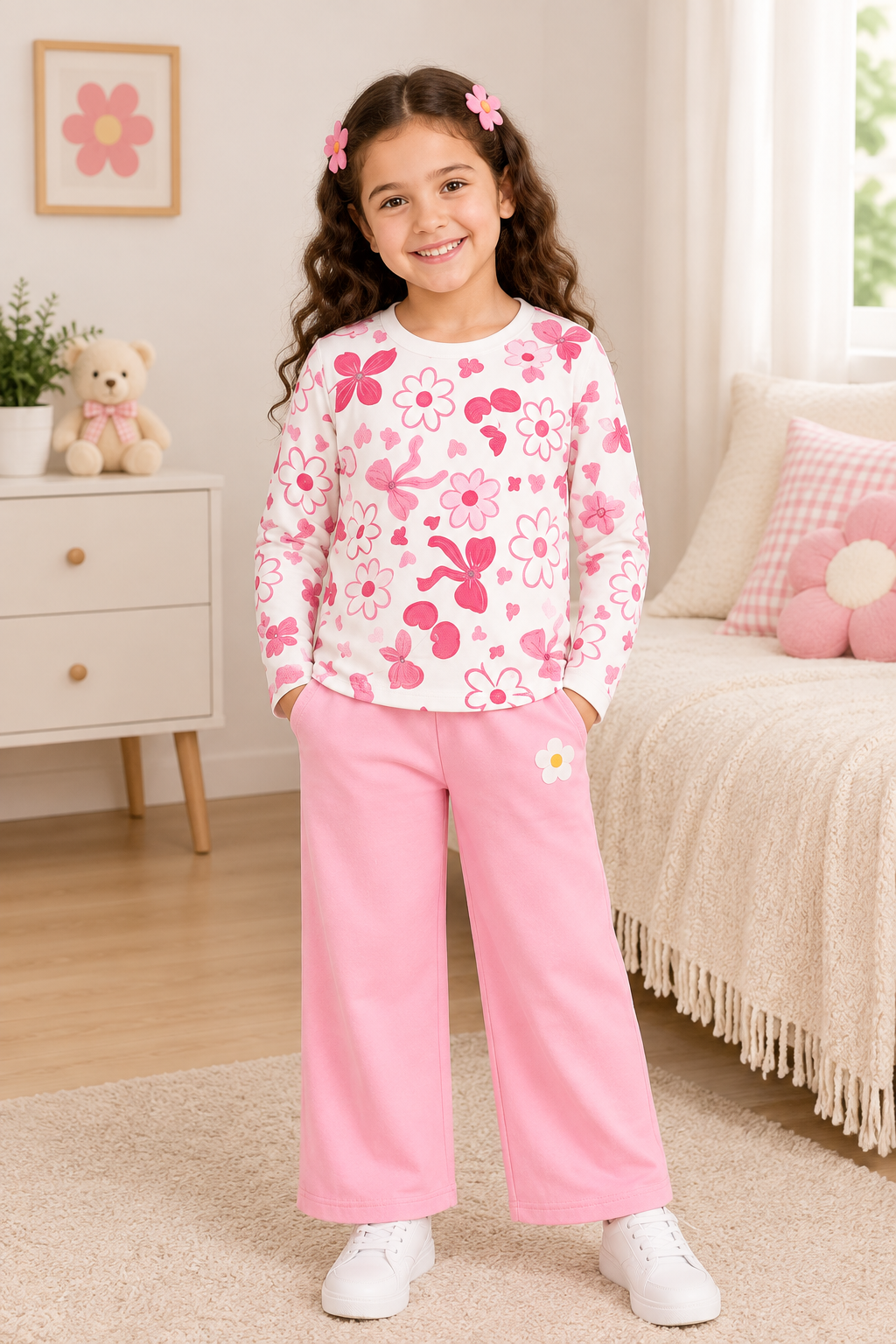 Cheerful Floral Kids Pajama Set