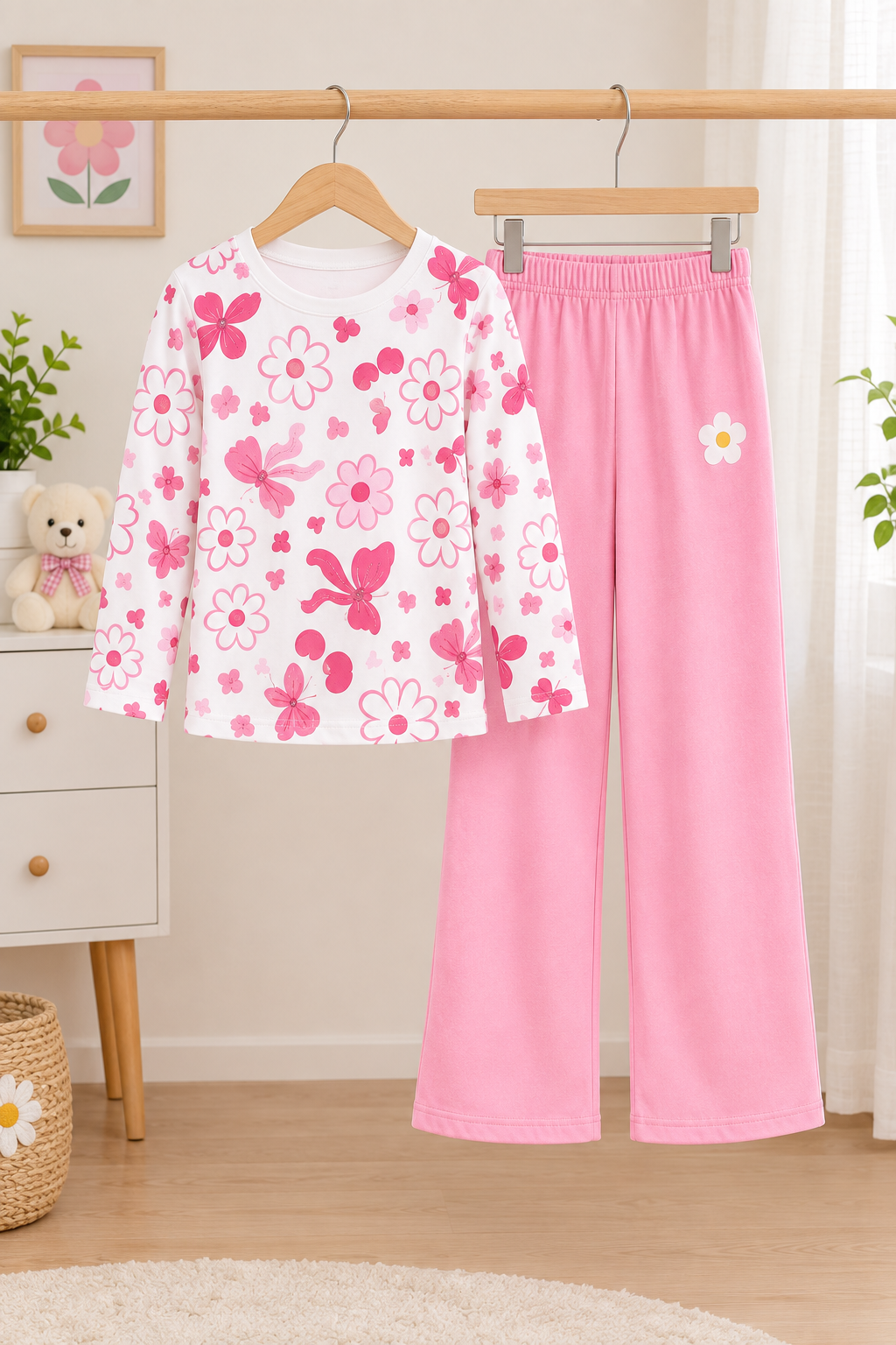Cheerful Floral Kids Pajama Set