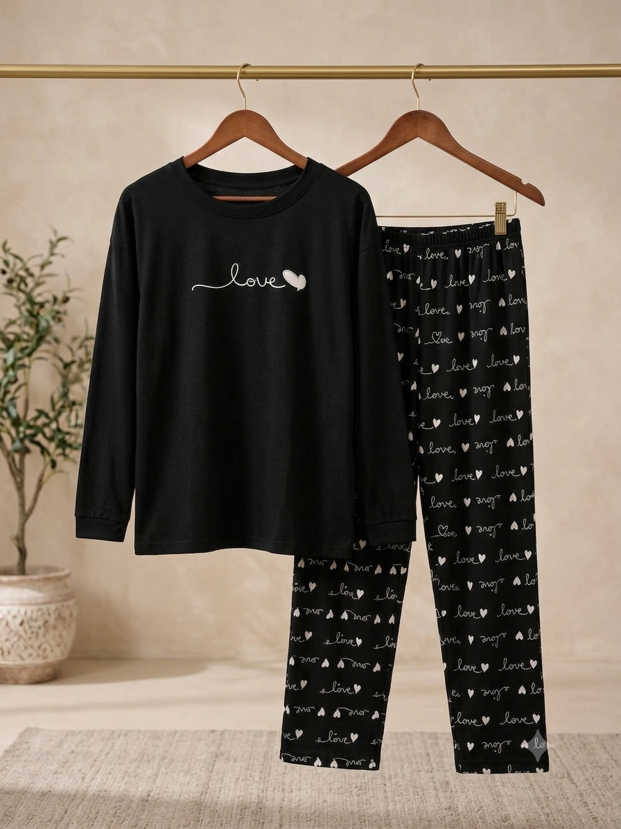 Black Love Soft Cotton Pj Suit
