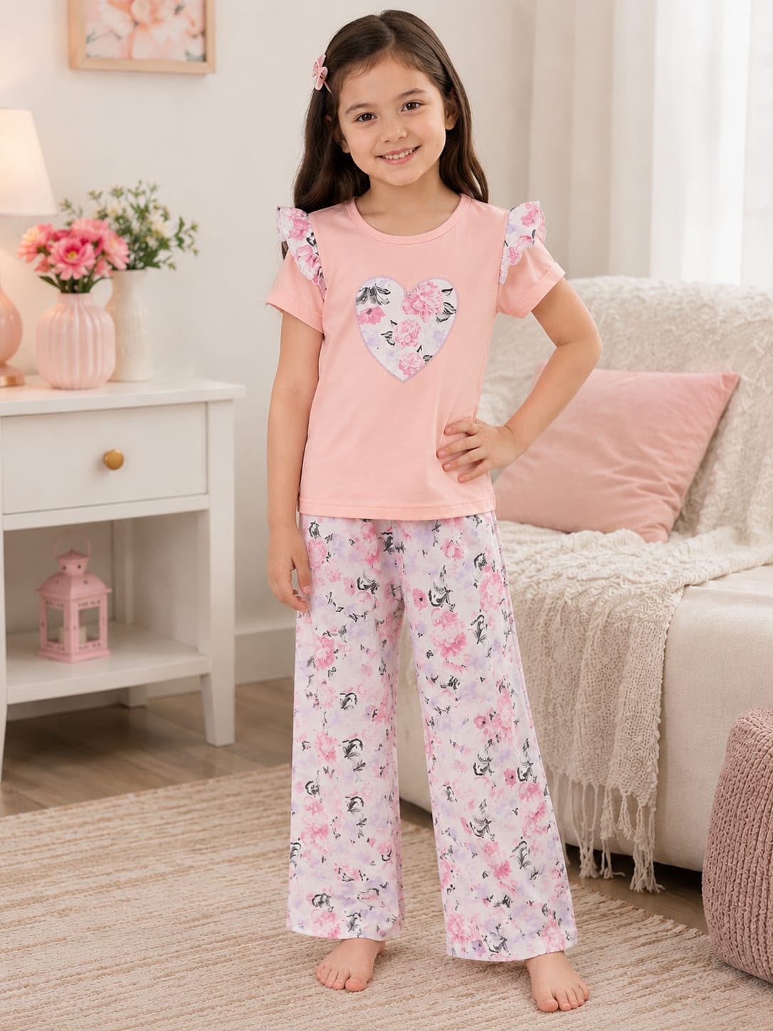 Pastel Floral Kids Night Suit