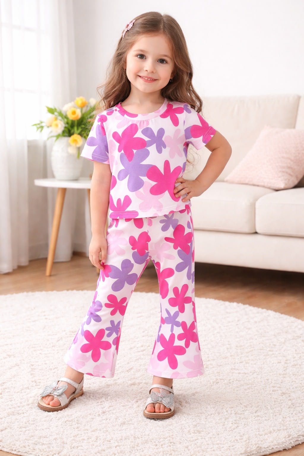 Purple And Pink Love Kids Night Suit