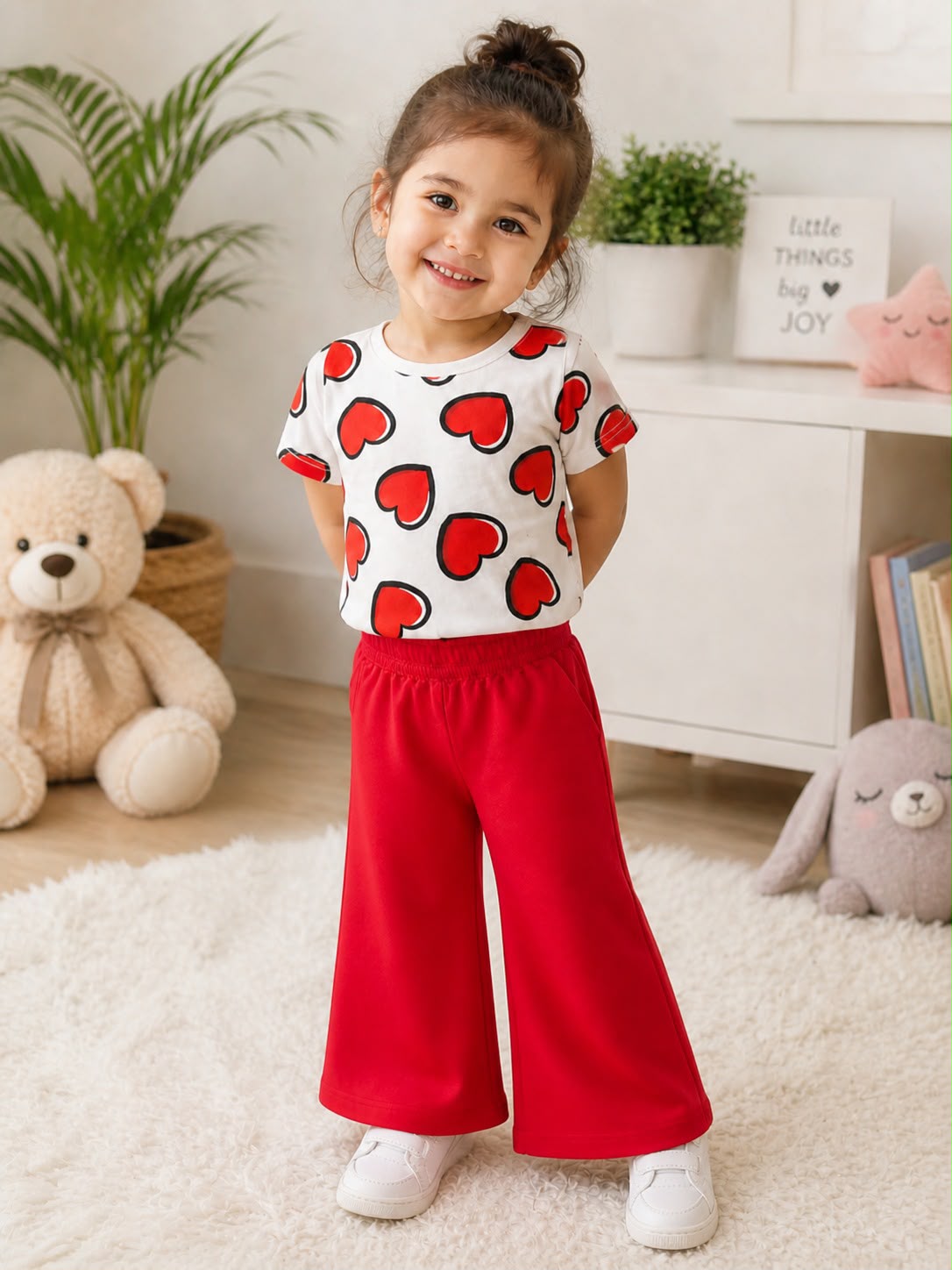 Red Hearts Love Kids Night Suit