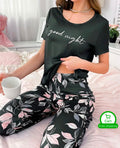 Good Night Print Black Pj Suit