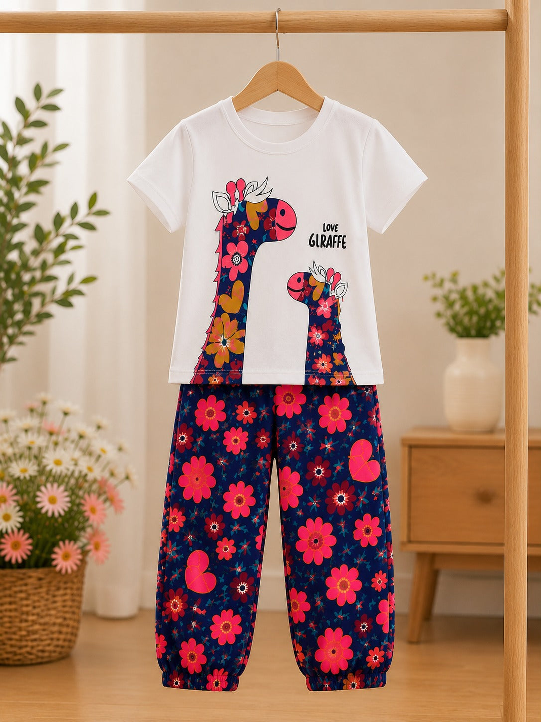 Love Giraffe Kids Night Suit